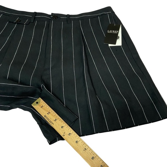 Lauren Ralph Lauren Linen Black Pinstripe Pleated Shorts LRL - Women’s 12 NWT - Picture 6 of 15